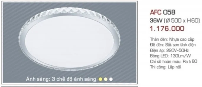 Đèn led Ốp Trần Nhựa Cao Cấp AFC 058 Led 36W