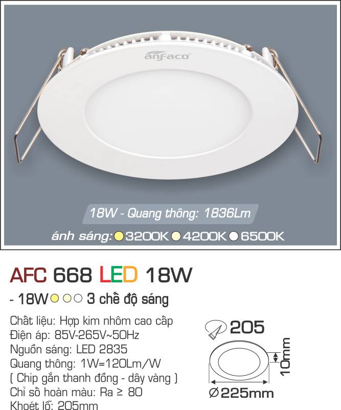Đèn led panel AFC 668 Led 18W