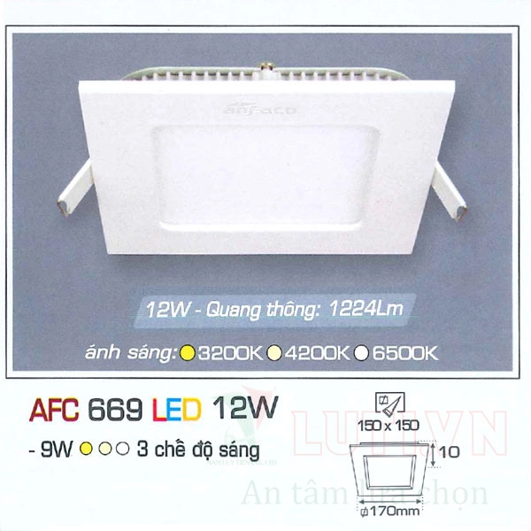 Đèn led panel AFC 669 Led 12W
