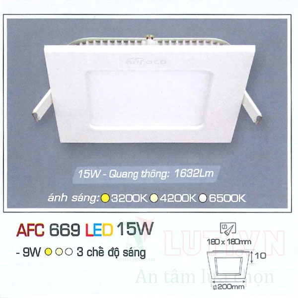 Đèn led panel AFC 669 Led 15W