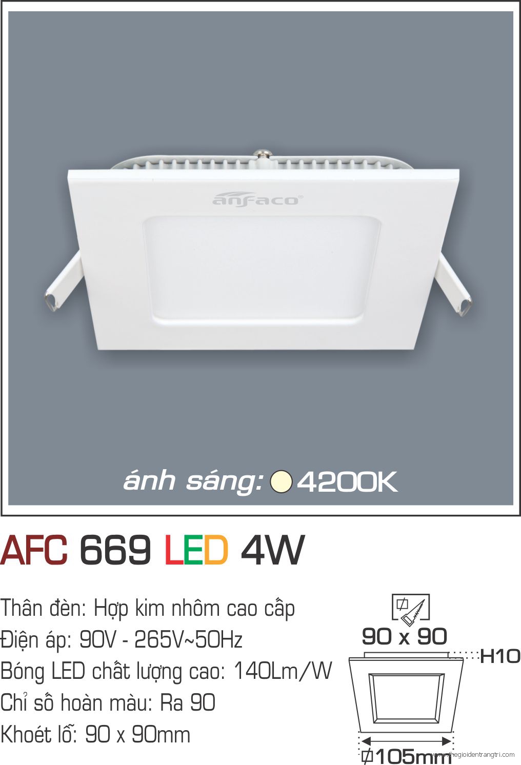 Đèn led panel AFC 669 Led 4W
