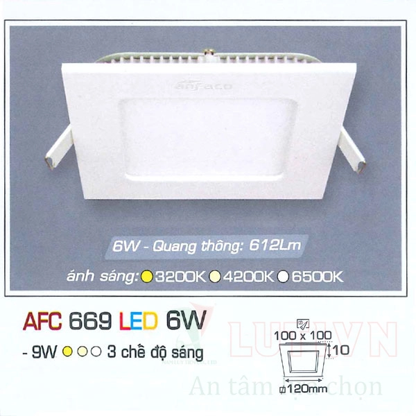 Đèn led panel AFC 669 Led 6W