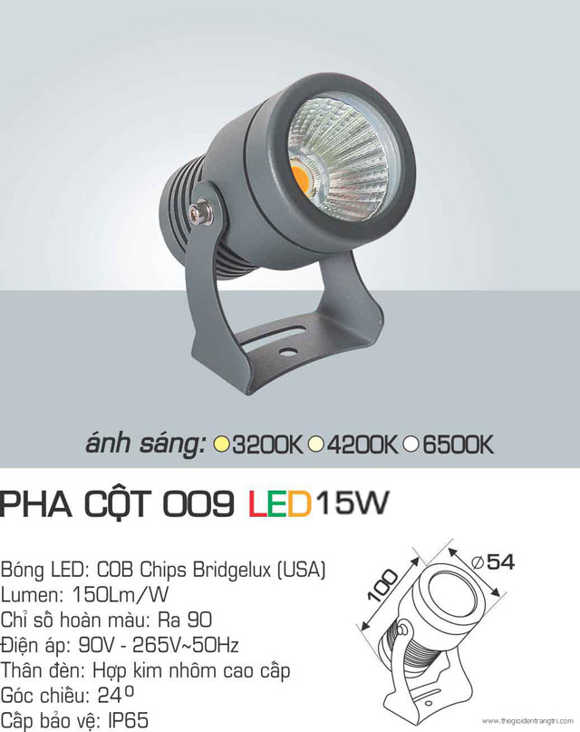 Đèn Pha Cột 009 Led 15W
