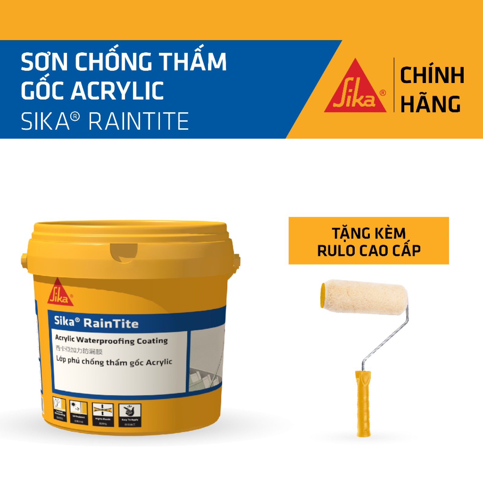 Sika - Sơn chống thấm tường ngoài Sika ® RainTite thùng 4 kg