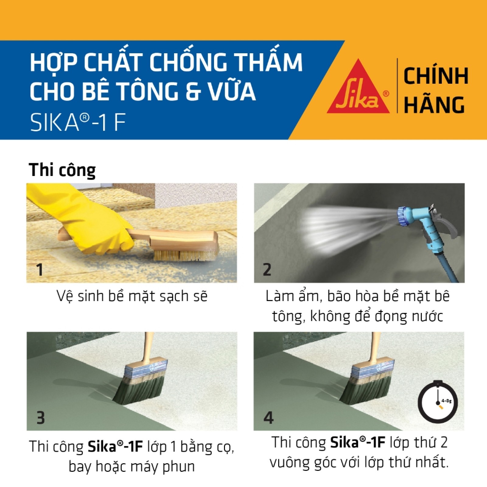 Sika - Hợp chất chống thấm cho bê tông & vữa Sika ® -1 F-3