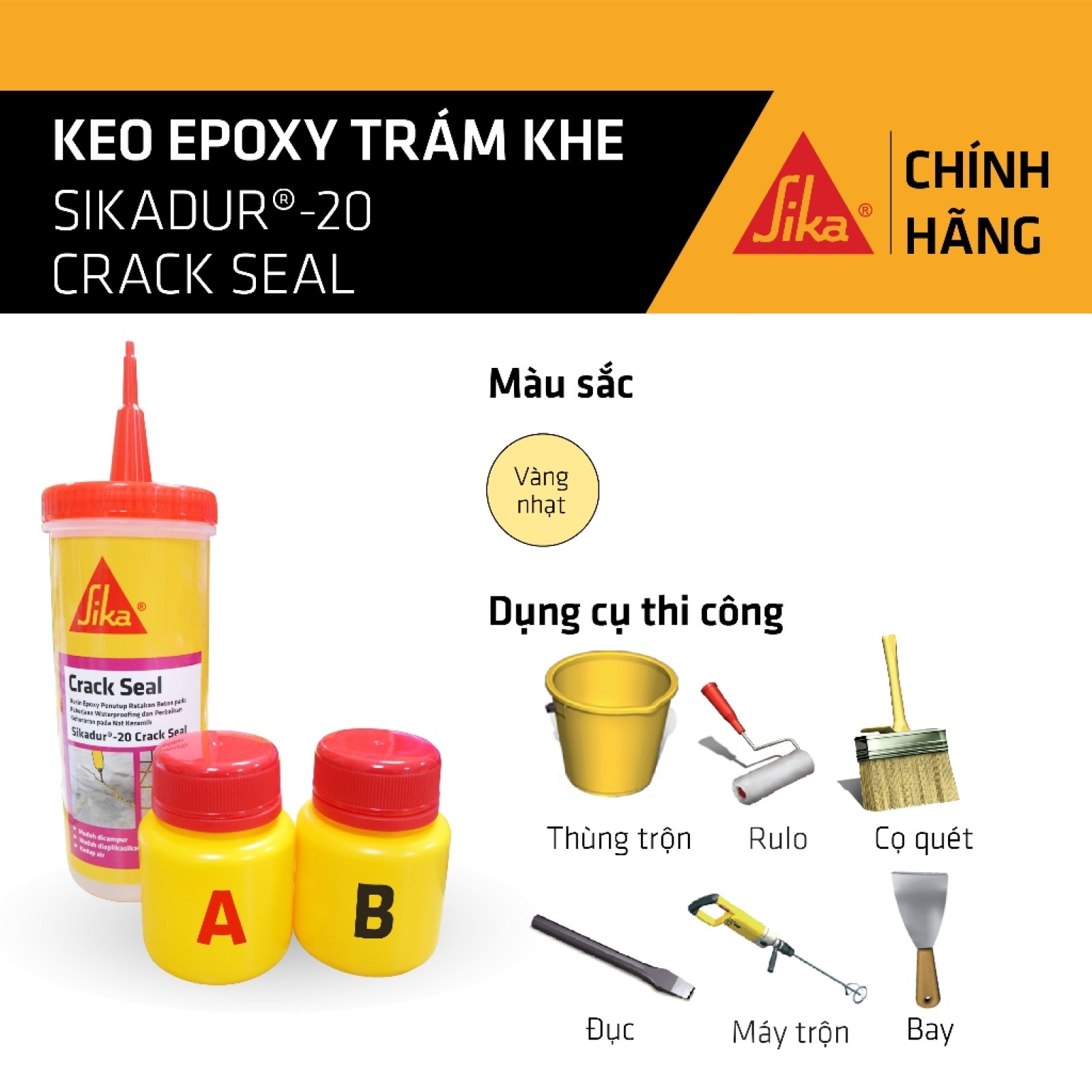 Sika - Keo epoxy trám khe Sikadur ® - 20 Crack Seal (bộ 160 ml)-1