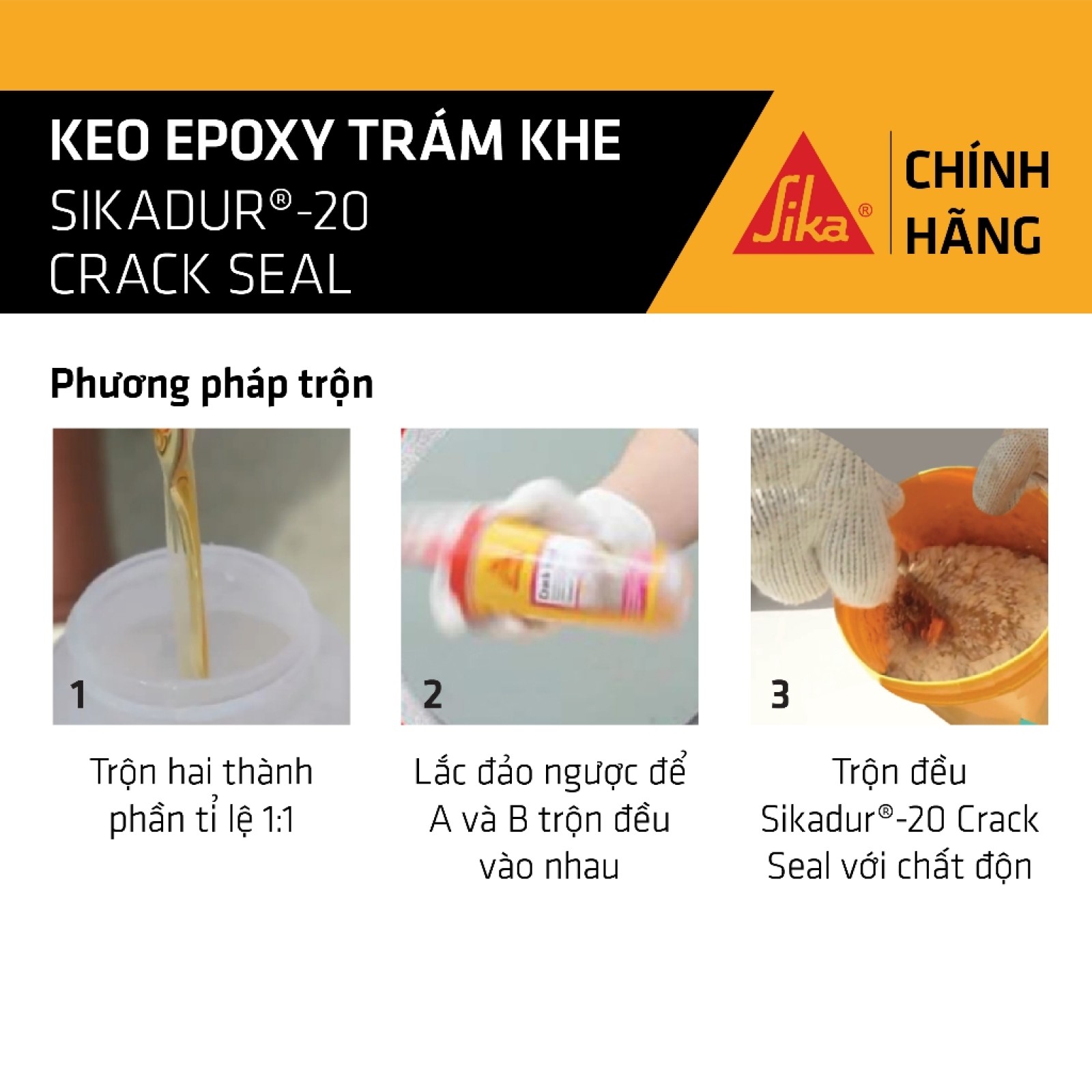 Sika - Keo epoxy trám khe Sikadur ® - 20 Crack Seal (bộ 160 ml)-2