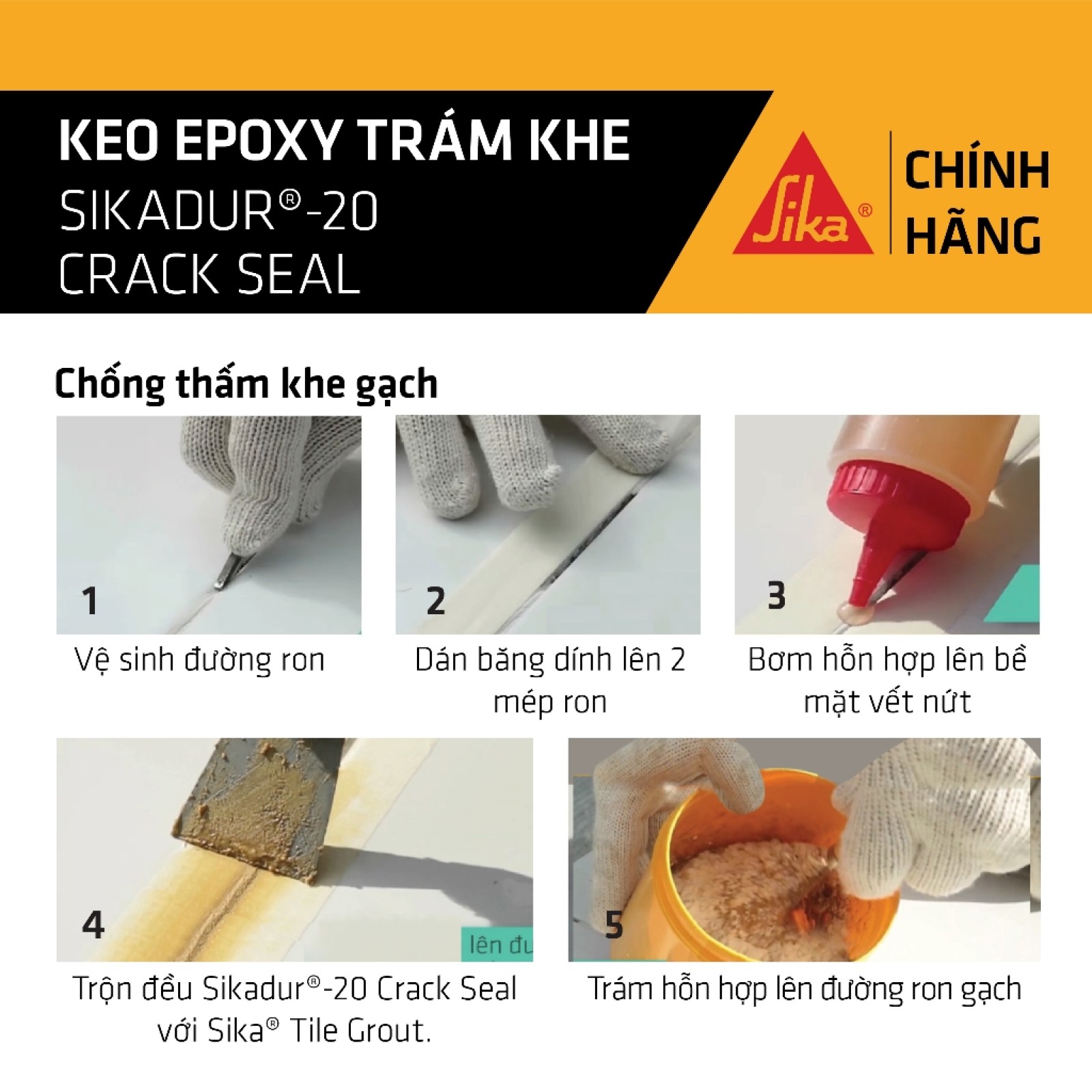 Sika - Keo epoxy trám khe Sikadur ® - 20 Crack Seal (bộ 160 ml)-3