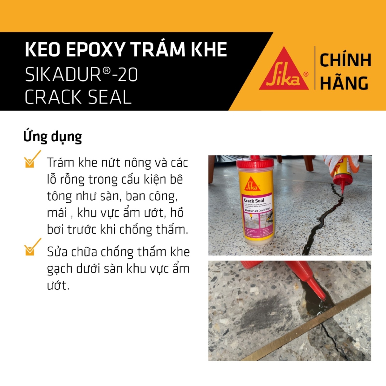 Sika - Keo epoxy trám khe Sikadur ® - 20 Crack Seal (bộ 160 ml)-5