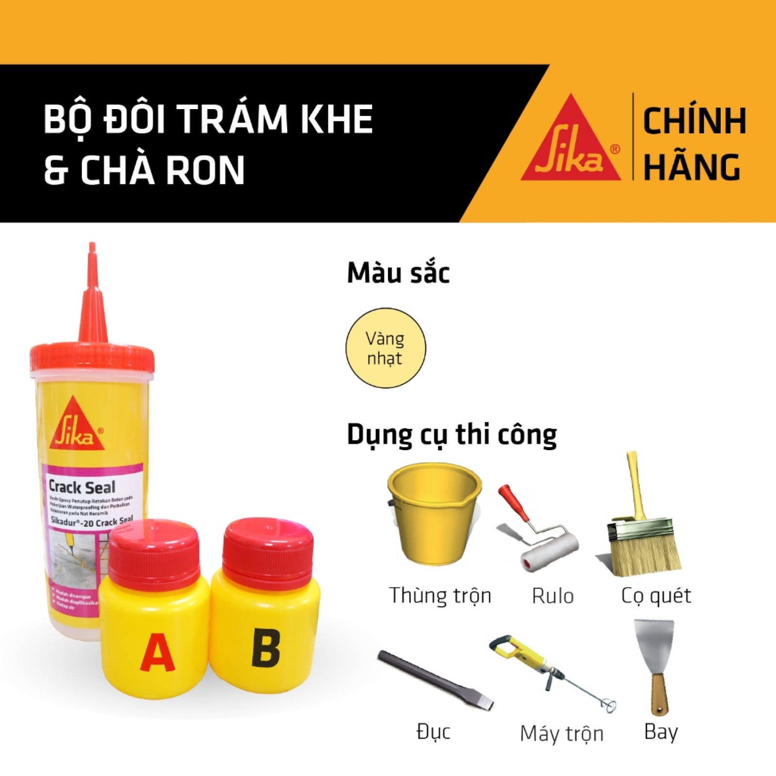 Sika - BỘ ĐÔI Trám Khe - Chà Ron Sikadur ® - 20 Crack Seal (160 ml) + Sika ® Tile Grout (bao 1 kg)-2
