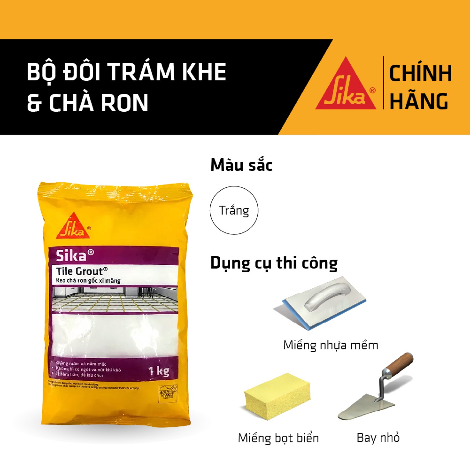 Sika - BỘ ĐÔI Trám Khe - Chà Ron Sikadur ® - 20 Crack Seal (160 ml) + Sika ® Tile Grout (bao 1 kg)-4