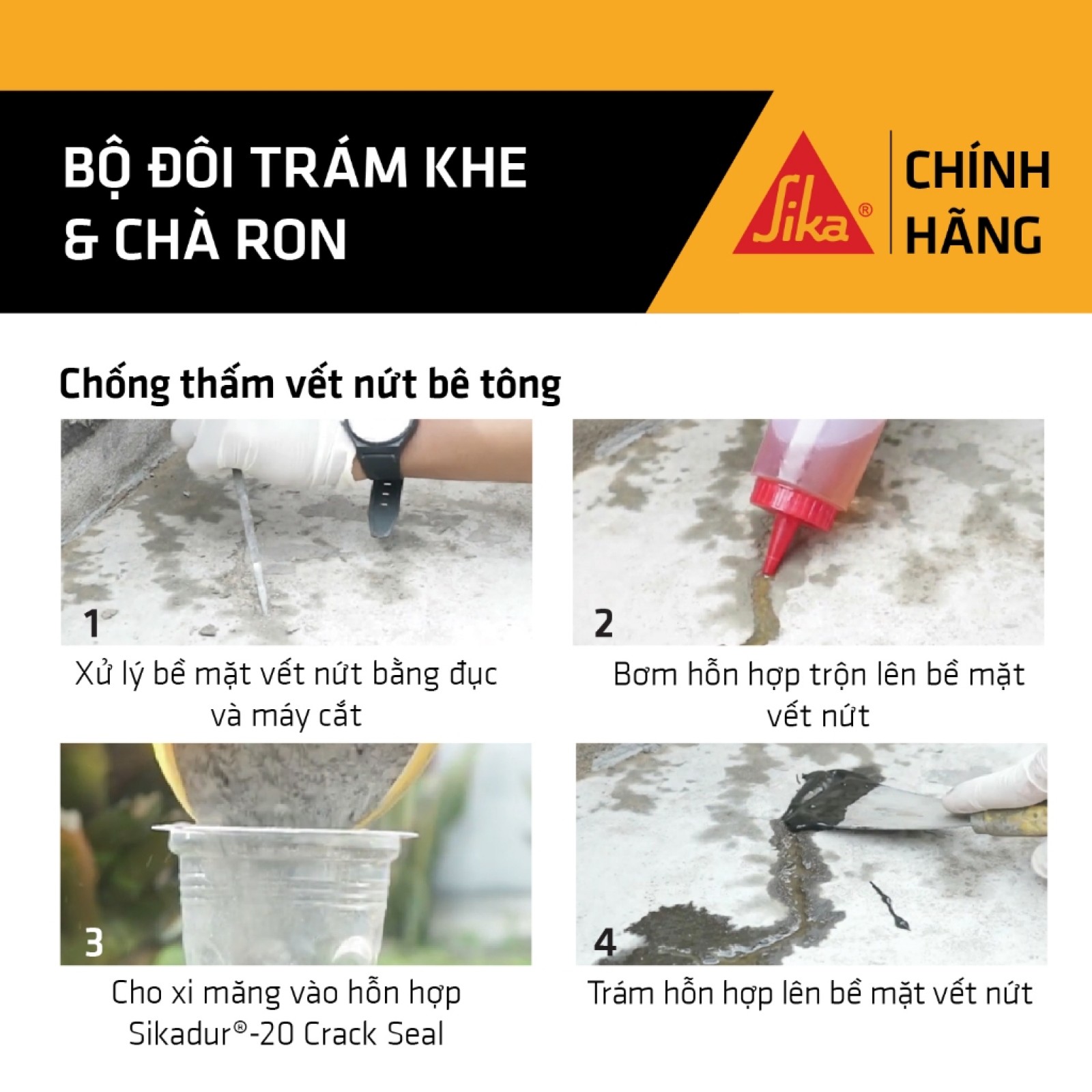 Sika - BỘ ĐÔI Trám Khe - Chà Ron Sikadur ® - 20 Crack Seal (160 ml) + Sika ® Tile Grout (bao 1 kg)-6