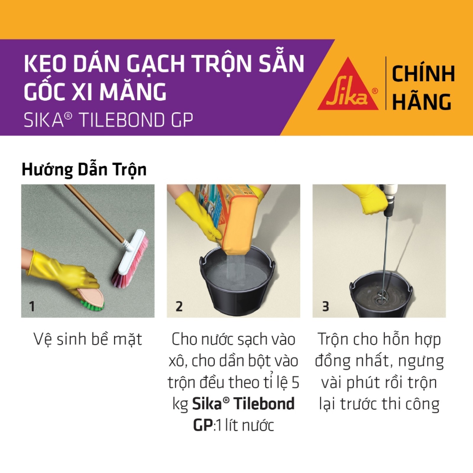Sika - Keo dán gạch trộn sẵn Sika ® TileBond GP (bao 5 kg)-2
