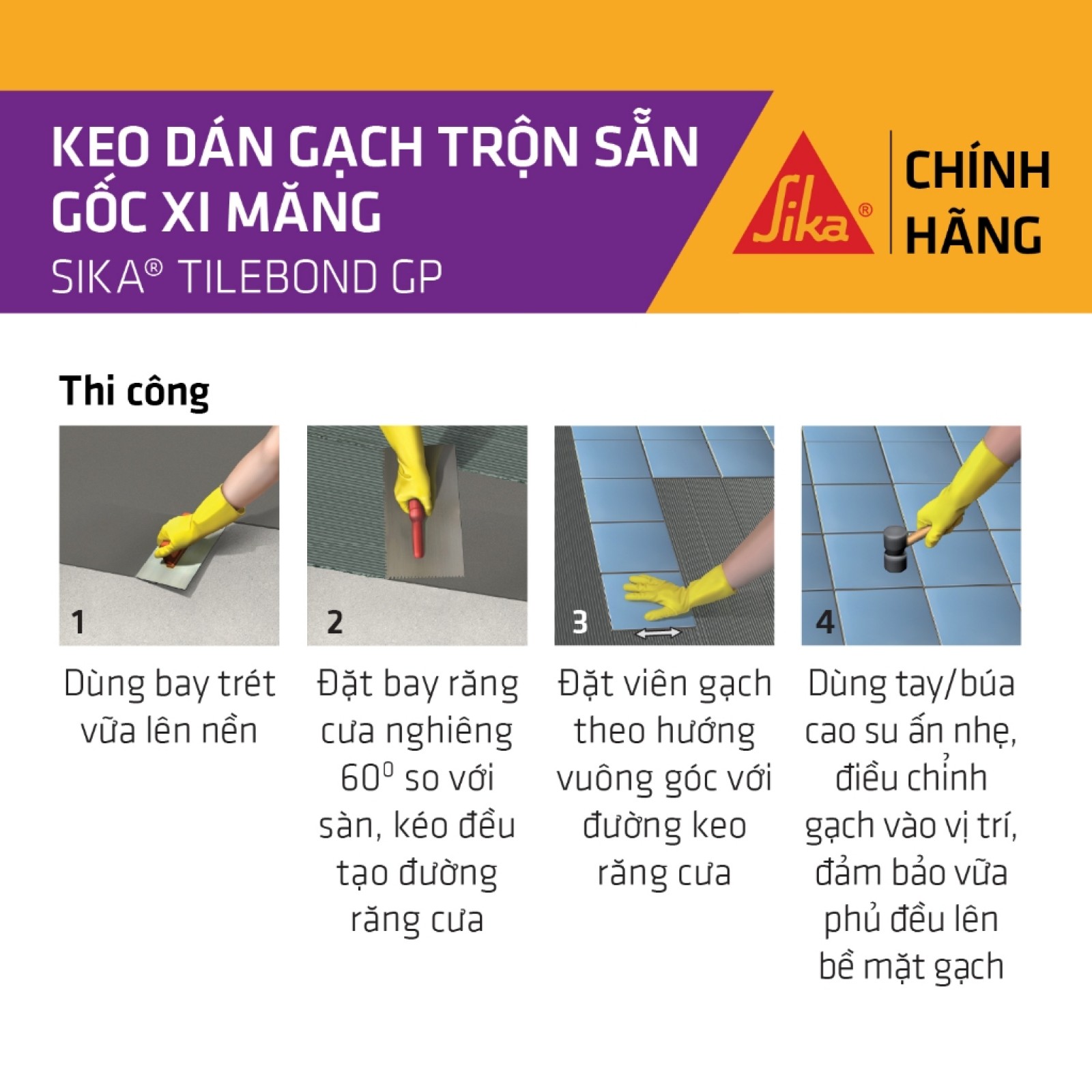 Sika - Keo dán gạch trộn sẵn Sika ® TileBond GP (bao 5 kg)-3