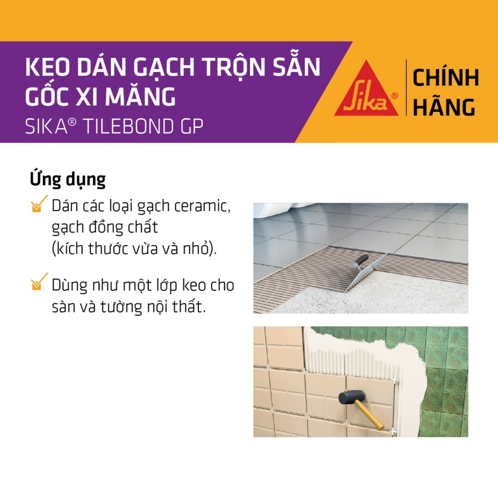 Sika - Keo dán gạch trộn sẵn Sika ® TileBond GP (bao 5 kg)-4