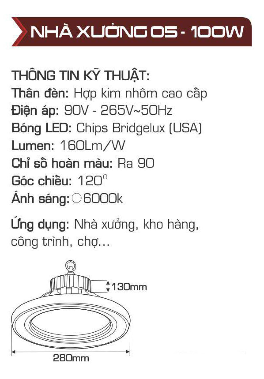 Đèn Nhà Xưởng NX 05 – 100W 2