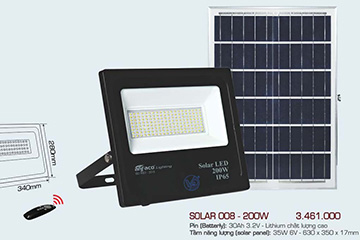 Đèn Pha Năng Lượng Mặt Trời Solar 008 – 200W
