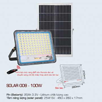 Đèn Pha Năng Lượng Mặt Trời Solar 009 – 100W