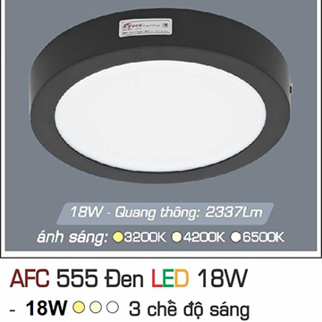 Đèn Led Nổi AFC 555 ĐEN Led 18W