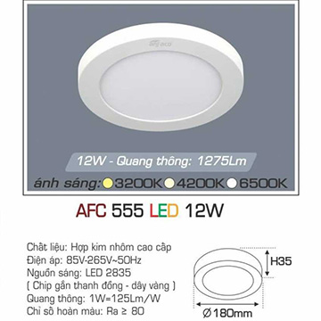 Đèn Led Nổi AFC 555 Led 12W