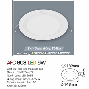 Đèn led panel AFC 608 Led 9W