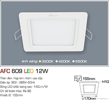 Đèn led panel AFC 609 Led 12W