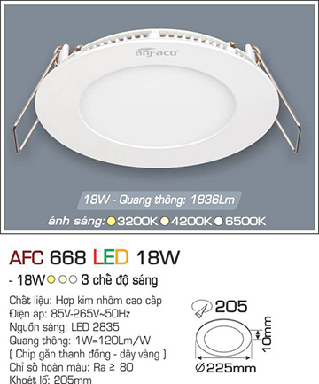 Đèn led panel AFC 668 Led 18W