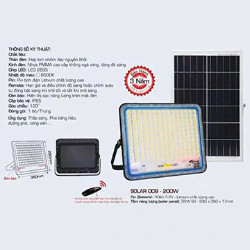 Đèn Pha Năng Lượng Mặt Trời Solar 009 – 200W