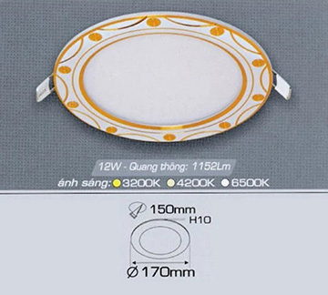 Đèn Panel LED Âm trần hoa văn siêu mỏng cao cấp AFC407V
