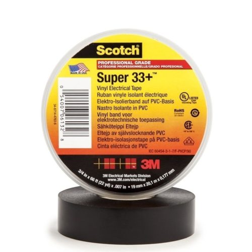 Băng keo cách điện trung thế 3M Super 33+ 19mmx20.1m (Đen) 3M Scotch Super 33+ Vinyl Electrical Tape