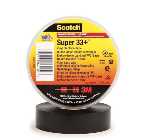 Băng keo cách điện trung thế 3M Super 33+ 19mmx20.1m (Đen) 3M Scotch Super 33+ Vinyl Electrical Tape