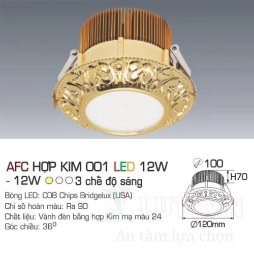 Đèn led downlight Anfaco AFC-Hợp kim 001-12W-3CĐ