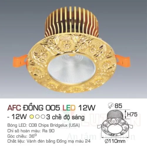 Đèn led downlight Anfaco AFC-Đồng 005-12W-3CĐ