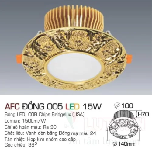 Đèn led downlight Anfaco AFC-Đồng 005-15W