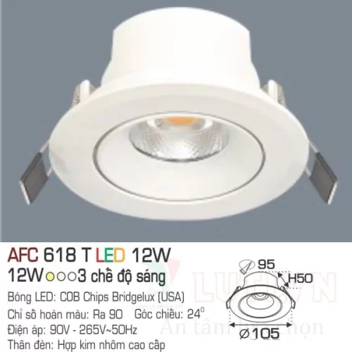 Đèn led Downlight Anfaco AFC-618T-12W-3CĐ