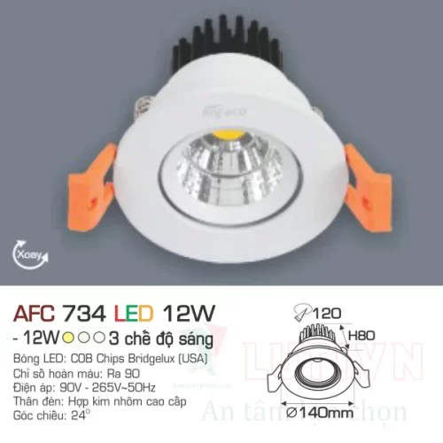 Đèn led Downlight Anfaco AFC-734-12W-3CĐ