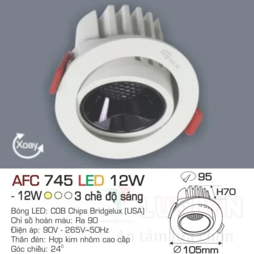 Đèn led Downlight Anfaco AFC-745-12W-3CĐ