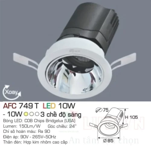 Đèn led downlight Anfaco AFC-749T-10W-3CĐ