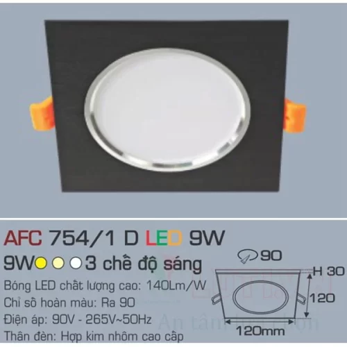 Đèn led Downlight Anfaco AFC-754/1D-9W-3CĐ