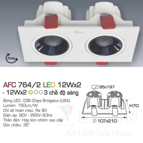Đèn led Downlight Anfaco AFC-764/2-12Wx2-3CĐ