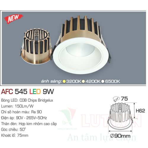 Đèn led âm trần Anfaco AFC-545-9W