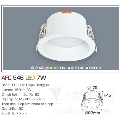 Đèn led âm trần tán quang Anfaco AFC-546-7W