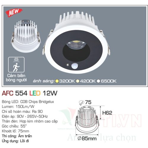 Đèn led âm trần Anfaco AFC-554-12W