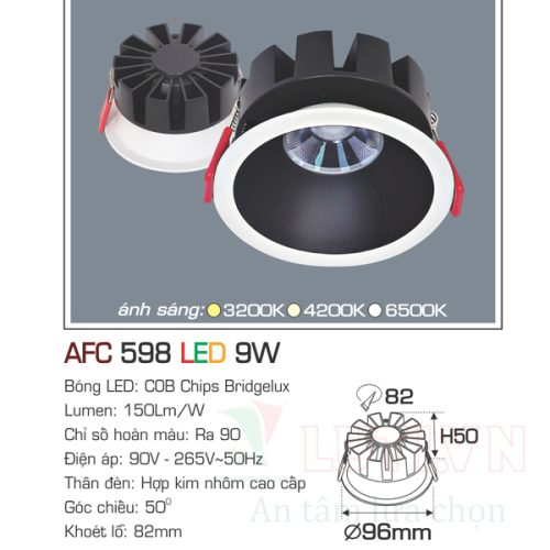 Đèn led âm trần Anfaco AFC-598-9W