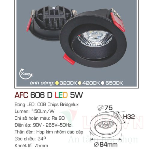 Đèn led âm trần Anfaco AFC-606D-5W