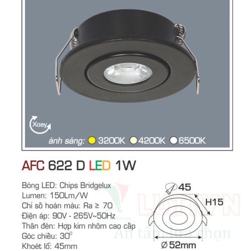 Đèn led âm trần cảm biến Anfaco AFC-622T-1W