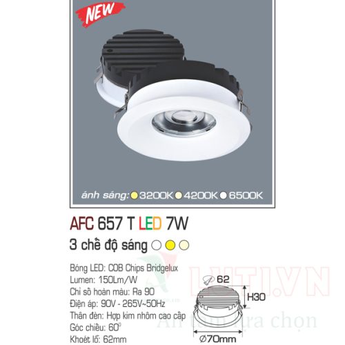 Đèn led âm trần Anfaco AFC-657T-7W-3CĐ