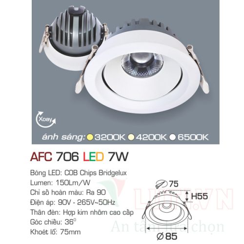 Đèn led âm trần Anfaco AFC-706-7W