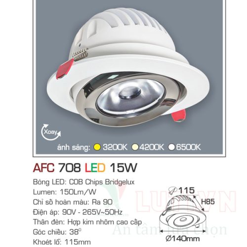 Đèn led âm trần Anfaco AFC-708-15W