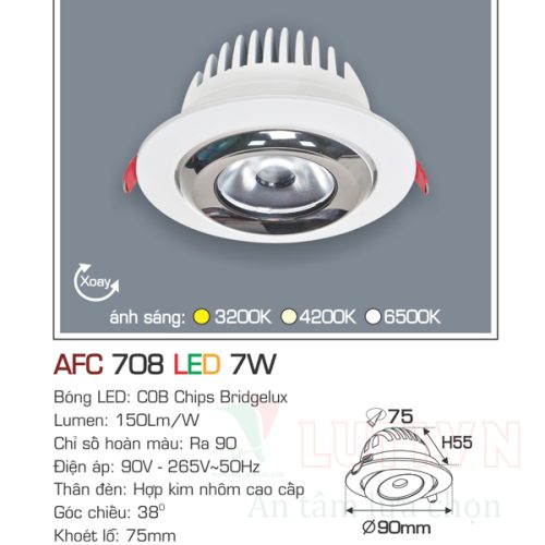 Đèn led âm trần Anfaco AFC-708-7W